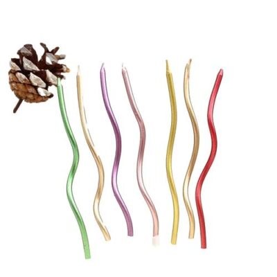 Twisty Metallic Multicolor Spiral Candles - Cake Tools - Non-Edible Supplies - Showing Size