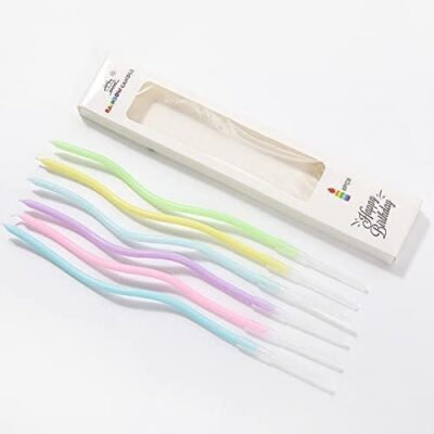 Twisty Pastel Multicolor Spiral Candles - Cake Tools - Candles - Showing Size