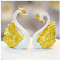 2 Pcs Set Swan Cake topper Gold