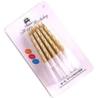 Short Twisty Gold Party Candle - Cake Tools - Non-Edible Supplies - Full View