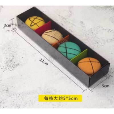 4 Cavity Macaron Box Transparent Lid