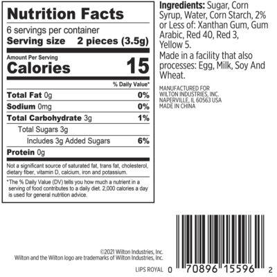Wilton Lips Icing Decorations, Pack of 12 - Wilton - Edible Decorations - Showing Size