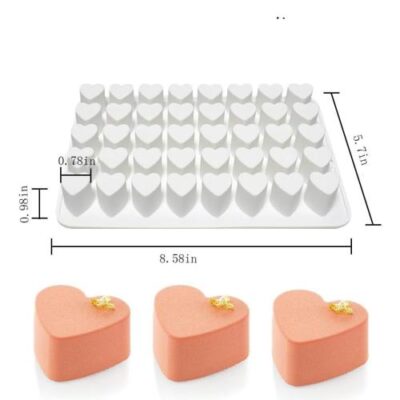 Mini Hearts Mousse Cake Silicone Baking Pan - Cake Tools - Baking Tools & Equipments - Showing Size