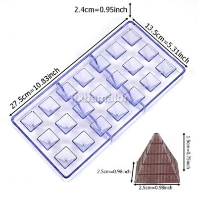 21 Cavity Pyramid Shape Polycarbonate Chocolate Mould - Cake Tools - Polycarbonate Moulds - Close-up View