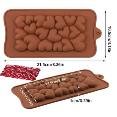 Heart Shape Chocolate Bar Silicone Mould - Cake Tools - Chocolate Moulds - Close-up View
