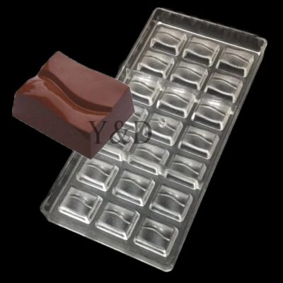 21 Cavity rectangular wavy Shape Polycarbonate Chocolate Mould - Cake Tools - Polycarbonate Moulds - Showing Size