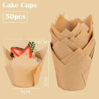 50 Pcs Set Brown Tulip Muffin Cupcake Paper Liner