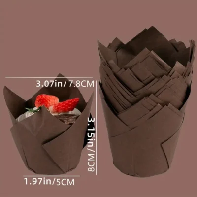 50 Pcs Set coffee Tulip Muffin Cupcake Paper Liner