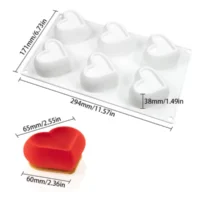 6 Cavity Heart Mousse Cake Silicone Baking Pan