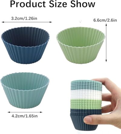 12 Pcs Set Silicone Cupcake Baking Liner - Cake Tools - Cupcake Supplies - Full View