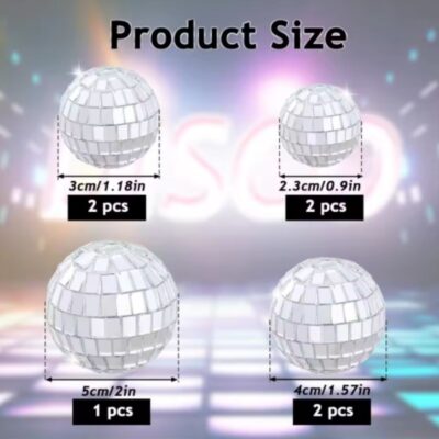 7 Pcs Set Disco Ball Cake Topper Set