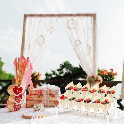 12 Hole Acrylic Ice Cream Cone Display Stand - Cake Tools - Cake pops Supplies - Full View