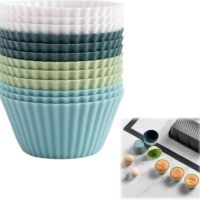 12 Pcs Set Silicone Cupcake Baking Liner - Cake Tools - Cupcake Supplies - Showing Size