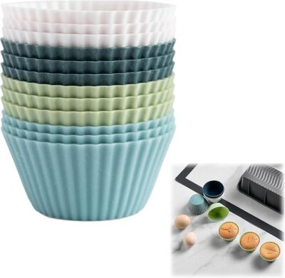 12 Pcs Set Silicone Cupcake Baking Liner - Cake Tools - Cupcake Supplies - Showing Size