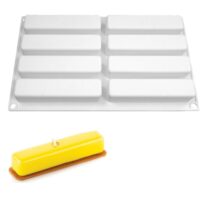8 Cavity Flat Eclair Mousse Cake Silicone Baking Pan
