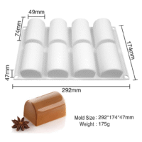 8 Cavity Log Shape Mousse Cake Silicone Baking Pan 1