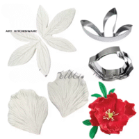 8 Pcs Set Peony Flower Petal Leaf Veiner Mould & Cutter