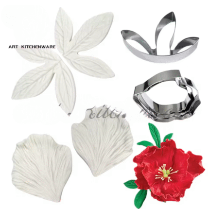 8 Pcs Set Peony Flower Petal Leaf Veiner Mould & Cutter