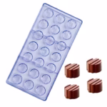 21 Cavity Cylindrical Shape Polycarbonate Chocolate Mould - Cake Tools - Polycarbonate Moulds - Close-up View