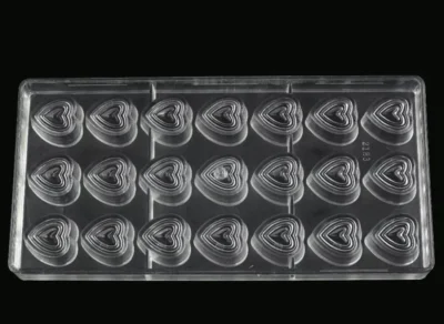 21 Cavity Heart Shape Polycarbonate Chocolate Mould - Cake Tools - Polycarbonate Moulds - On Display