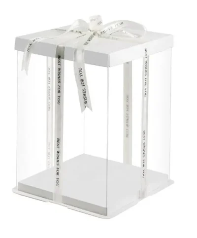 Transparent Tall Cake Box - CakeTools UAE - Square Transparent Cake Box - Showing Size