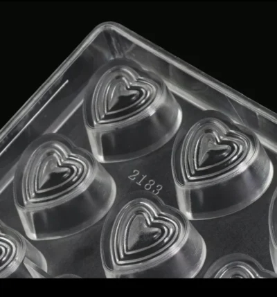 21 Cavity Heart Shape Polycarbonate Chocolate Mould - Cake Tools - Polycarbonate Moulds - Full View
