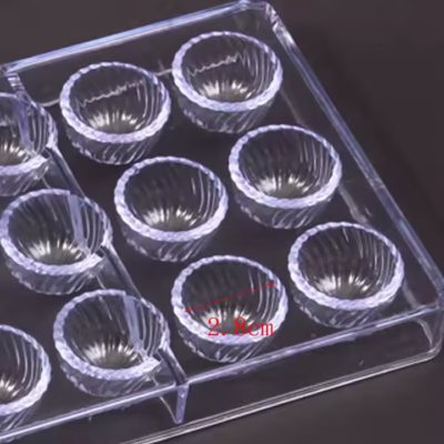 21 Cavity Swirl Shape Polycarbonate Chocolate Mould - Cake Tools - Polycarbonate Moulds - Close-up View