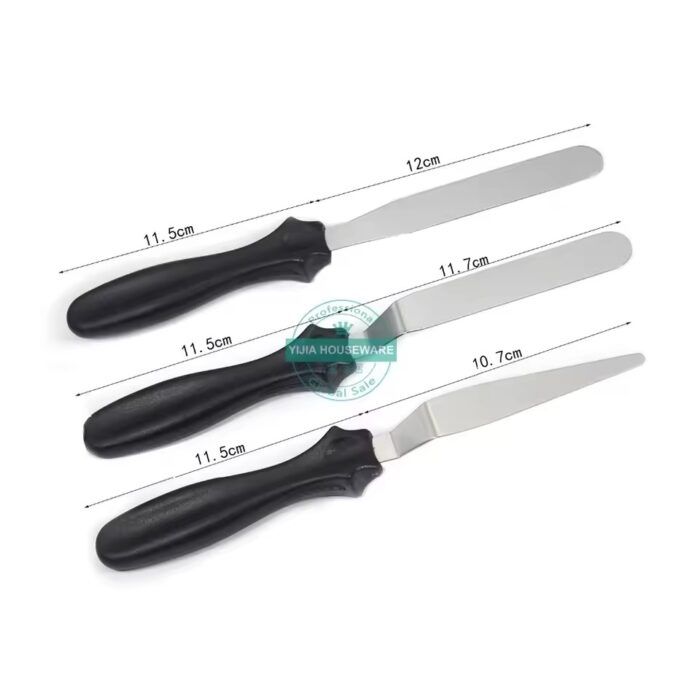 Small Cranked Angled Spatula Palette Knife set of 3 - Cake Tools - Equipments & Tools - Showing Size