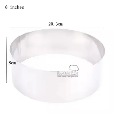 Round Cake & Mousse Ring 20.3cmx8cm Height - Cake Tools - Cake Rings - Close-up View