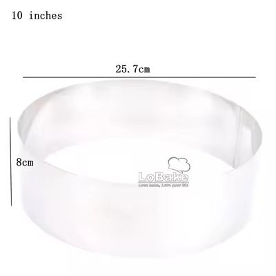 Round Cake & Mousse Ring 25.7cmx8cm Height - Cake Tools - Cake Rings - Showing Size