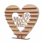 Heart Shape Mr&Mrs Wooden Chocolate Stand - Cake Tools - Chocolate Supplies - Showing Size