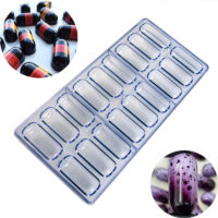 18 Cavity Capsule Shape Polycarbonate Chocolate Mould - Cake Tools - Polycarbonate Moulds - On Display