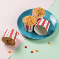 25 Pcs Set Red Striped Cupcake paper Cups - Cake Tools - Cupcake Supplies - Showing Size