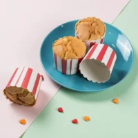 25 Pcs Set Red Striped Cupcake paper Cups - Cake Tools - Cupcake Supplies - Showing Size