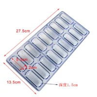 18 Cavity Capsule Shape Polycarbonate Chocolate Mould - Cake Tools - Polycarbonate Moulds - Showing Size