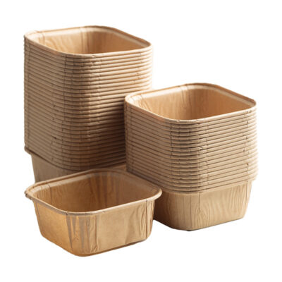 50 Pcs Set Brown Muffin & Cupcake Square Baking Liner - Cake Tools - Cupcake Supplies - Product Detail