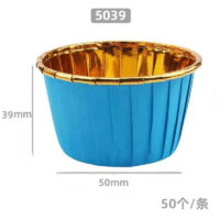 50 Pcs Set Blue Cupcake Foil Baking Liner - Cake Tools - Cupcake Supplies - Close-up View