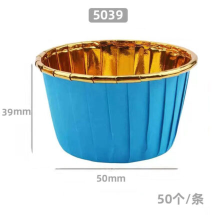 50 Pcs Set Blue Cupcake Foil Baking Liner - Cake Tools - Cupcake Supplies - Close-up View