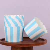 25 Pcs Set Blue Striped Cupcake paper Cups - Cake Tools - Cupcake Supplies - Product Detail