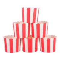 25 Pcs Set Red Striped Cupcake paper Cups - Cake Tools - Cupcake Supplies - Full View