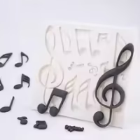 Music Notes Fondant Silicone Mould - Cake Tools - Silicone Moulds - Showing Size