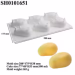 6 Cavity Mango Shape Mousse cake Silicone Baking Pan - Cake Tools - Silicon Baking pan - Close-up View