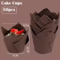 50 Pcs Set coffee Tulip Muffin Cupcake Paper Liner - Cake Tools - Cupcake Supplies - On Display