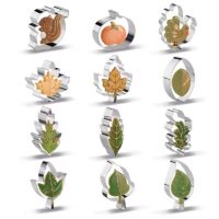 12 Pcs Set Leaf Cookie Fondant Cutter - Cake Tools - Plungers & Cutters - Close-up View