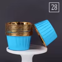 50 Pcs Set Blue Cupcake Foil Baking Liner - Cake Tools - Cupcake Supplies - Full View