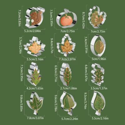 12 Pcs Set Leaf Cookie Fondant Cutter - Cake Tools - Plungers & Cutters - Product Detail