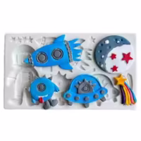 Space Theme Fondant Silicone Mould - Cake Tools - Silicone Moulds - Close-up View