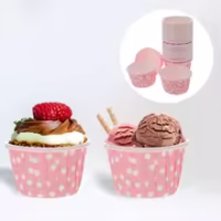 50 Pcs Set Pink Paper Cupcake Baking Liner - Cake Tools - Cupcake Supplies - On Display