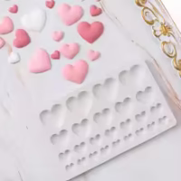 Hearts Fondant Silicone Mould - Cake Tools - Silicone Moulds - Full View