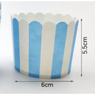 25 Pcs Set Blue Striped Cupcake paper Cups - Cake Tools - Cupcake Supplies - On Display